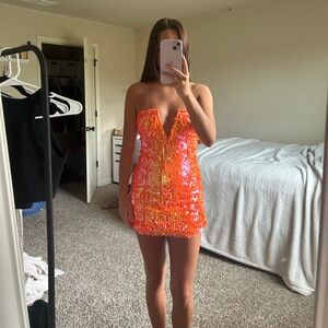 Orange revolve homecoming dress